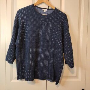 Pure Jill Women's Black Cotton Knit Crinkled Textured Oversized Boxy Sweater XS